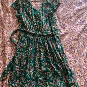 beautiful dark green patterned dress